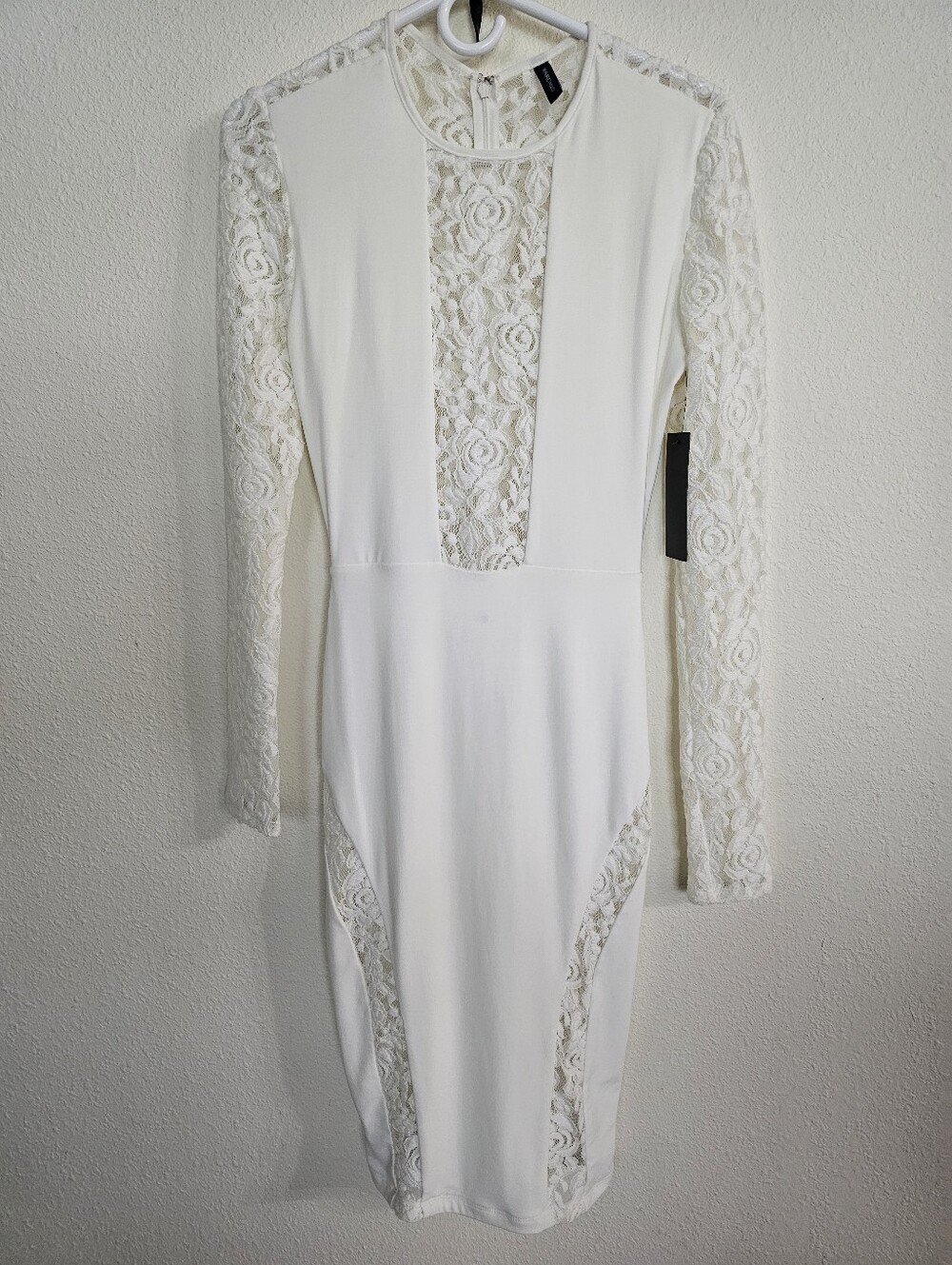 NEW Guess by Marciano Lace-Panel Longsleeve Dress